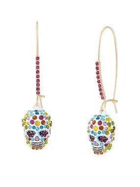 Betsey Johnson Faux-Stone Sugar Skull Dangle Earrings